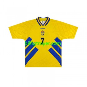 Billige Fotballdrakter Sverige Henrik Larsson 7 Retro Hjemmedraktsett 1994 Kortermet
